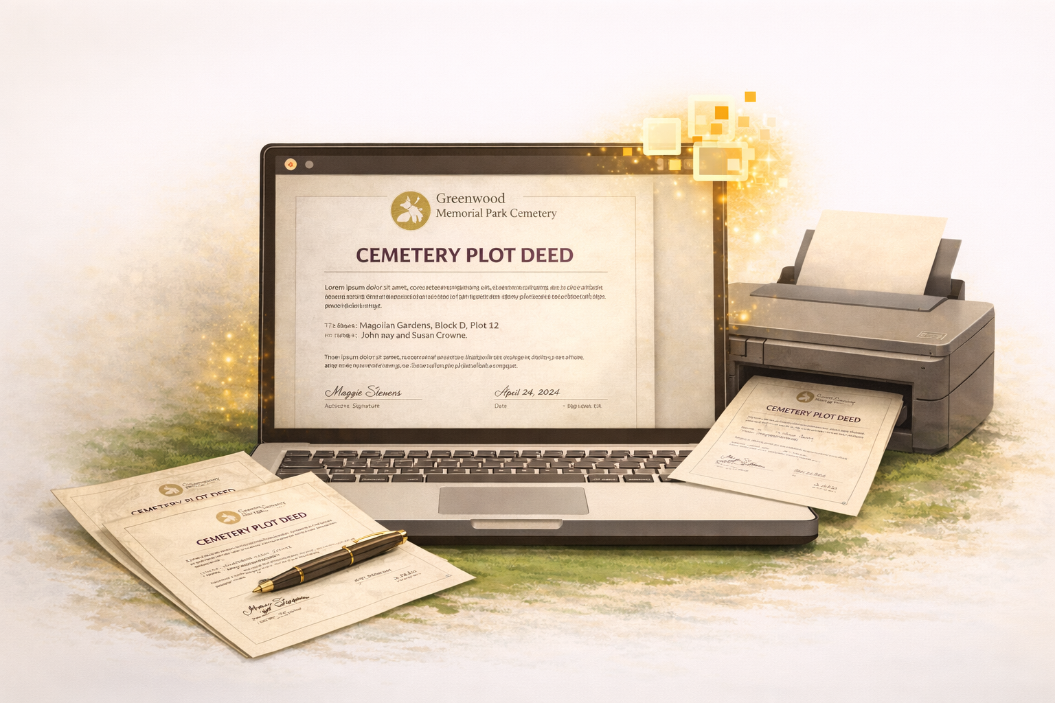 Deed template generator on laptop